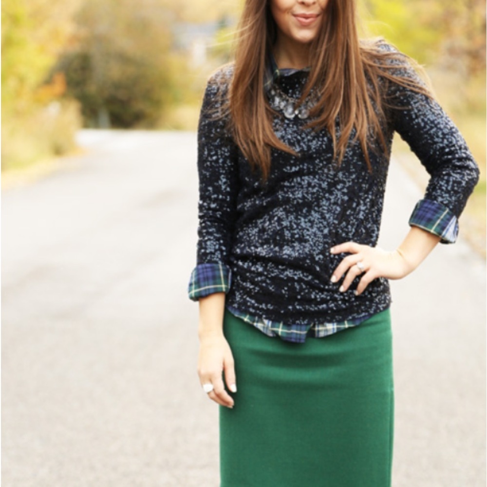J Crew Navy Blue Sequin Shirt